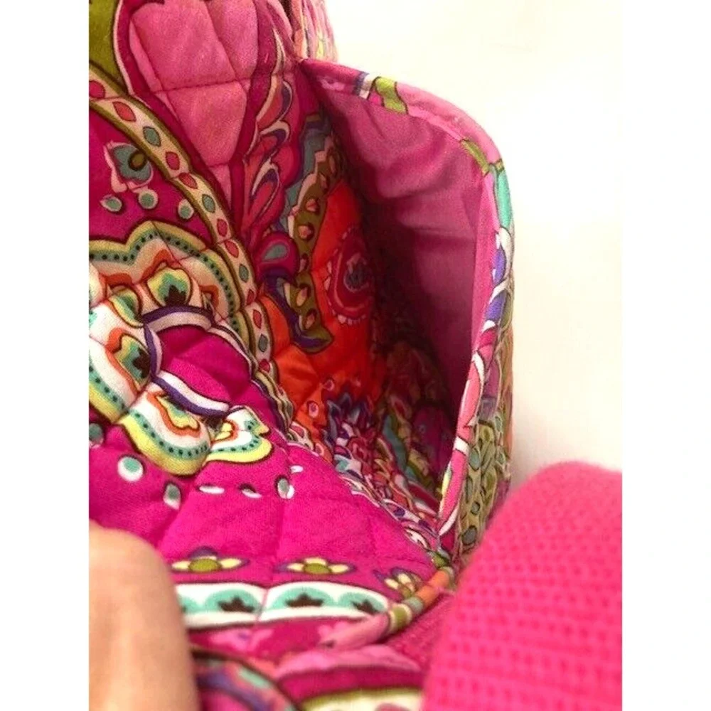 Set -Vera Bradley Raspberry Fizz Pink Quilted Laptop Messenger Bag w/Coin Wallet